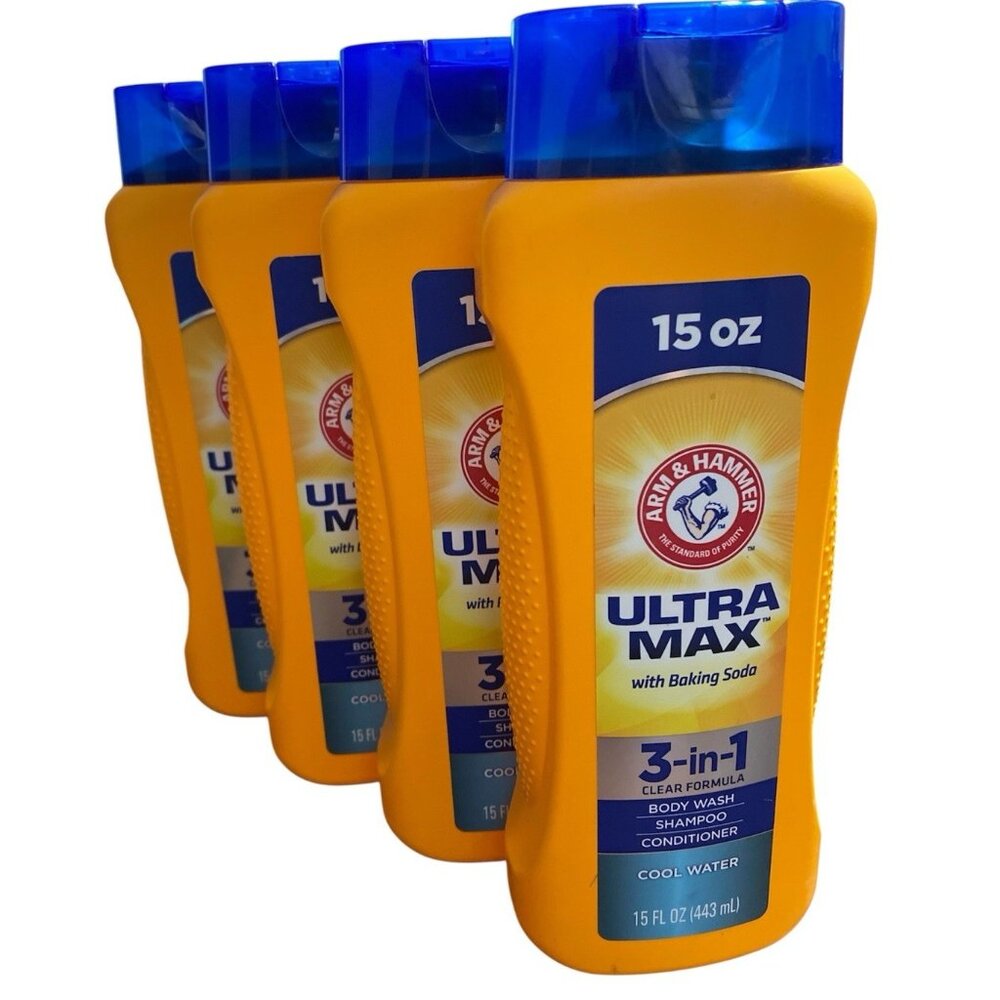 Arm & Hammer Ultra Max 3-in-1 Body Wash Shampoo Conditioner Cool Water Lot of 4